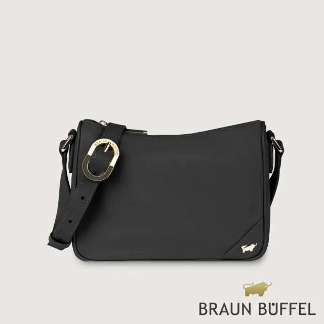 【BRAUN BUFFEL 德國小金牛】台灣總代理 瑪普爾 斜背包-黑色(BF837-12-BK)