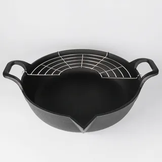 【南部鐵器】福介商店 日本鑄鐵鍋 IWACHU 岩鑄 鑄鐵平底油炸鍋25cm 油炸 唐揚 雙耳 湯鍋 火鍋