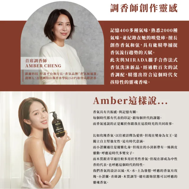 【MIRADA】香氛豐盈洗髮露 500ml 2入組(玫瑰之水+英國梨與小蒼蘭)
