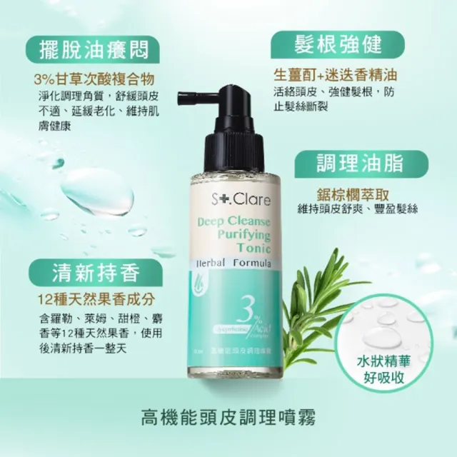 【St.Clare 聖克萊爾】高機能頭皮調理噴霧100mlx2入(頭皮護理)