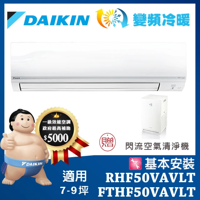 DAIKIN 大金 經典V系列7-9坪變頻冷暖分離式冷氣FTHF50VAVLT/RHF50VAVLT