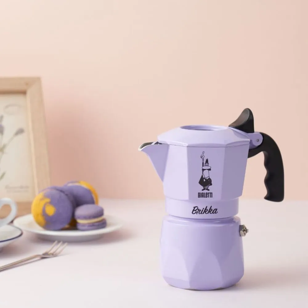 【Bialetti 比亞樂堤】極厚鑽石加壓摩卡壺BRIKKA-2杯份-薰衣草紫-公司貨(crema醇香/咖啡機/原廠保固2年)