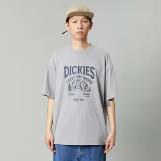 【Dickies】男女款羽灰色重磅咖啡紗動物圖騰印花戶外短袖T恤｜DK013087CQ8
