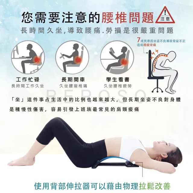 【Beroso 倍麗森】四段弧形腰椎按摩類針炙拉背器C00003(背部伸展器 拉筋 防駝背 禮品)
