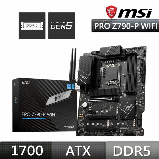 【MSI 微星】Intel 第12代 Core i5-12600KF 10核16緒 處理器+微星 PRO Z790-P WIFI(組合3-4)