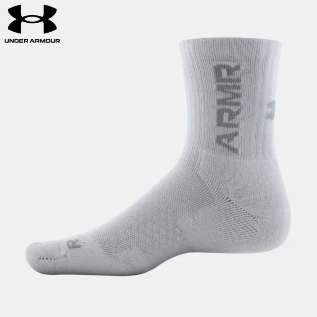 【UNDER ARMOUR】UA 男女同款 3-Maker 3pk 中長襪_1382025-100(白色)