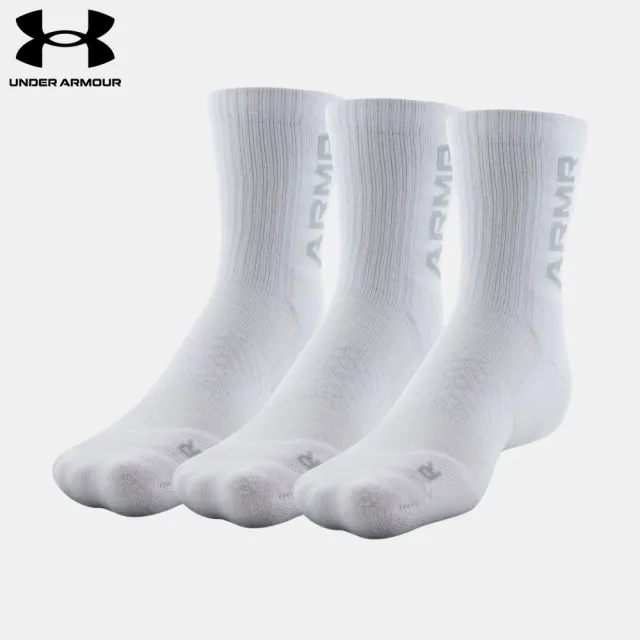 【UNDER ARMOUR】UA 男女同款 3-Maker 3pk 中長襪_1382025-100(白色)