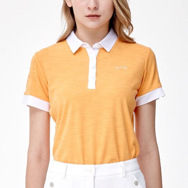 【PING】女款透氣吸濕排汗高爾夫短袖POLO衫-橘(GOLF/高爾夫球衫/RA24111-25)
