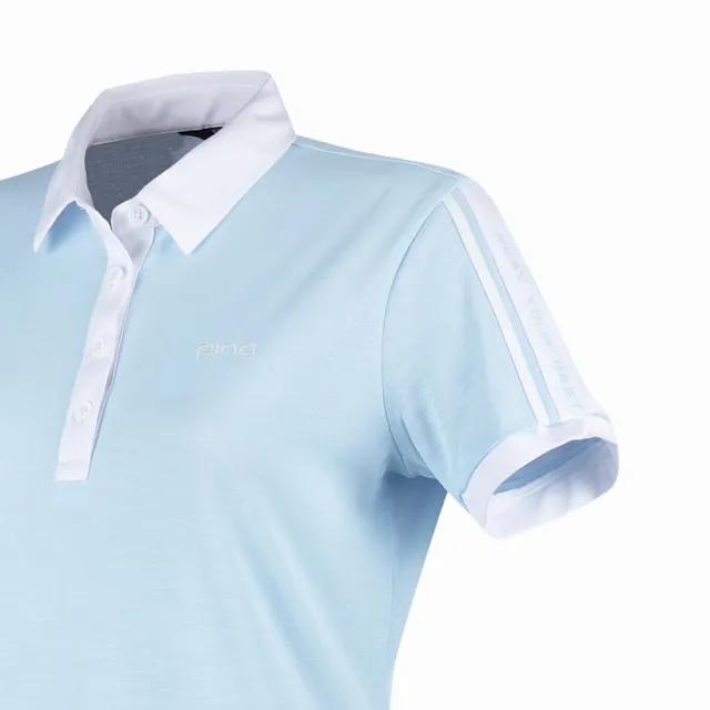 【PING】女款透氣吸濕排汗高爾夫短袖POLO衫-藍(GOLF/高爾夫球衫/RA24111-53)