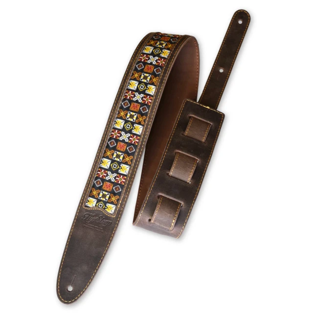 HipStrap 吉他背帶 Vintage Leather 系列(皮製 緹花圖案 Woodstock Brown 原廠公司貨 品質有保障)