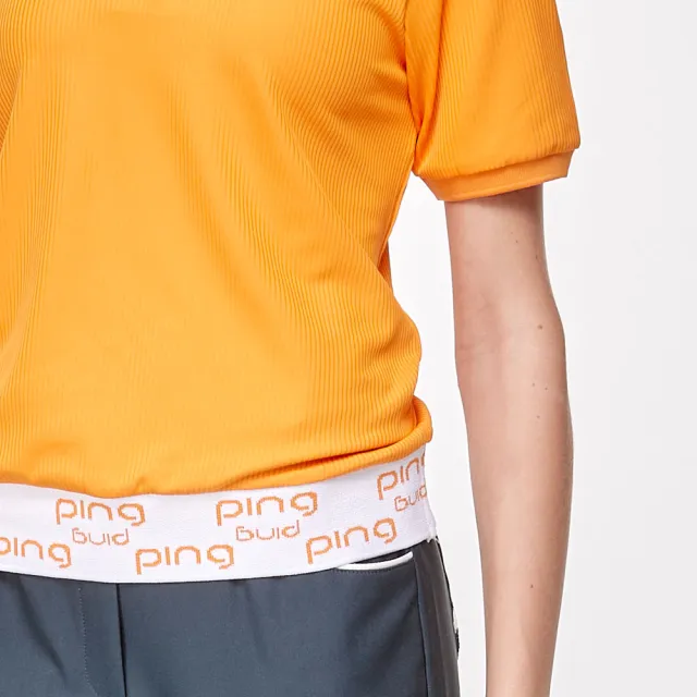 【PING】女款翻領短版高爾夫短袖上衣-橘(吸濕排汗/抗UV/GOLF/高爾夫球衫/RA24112-25)