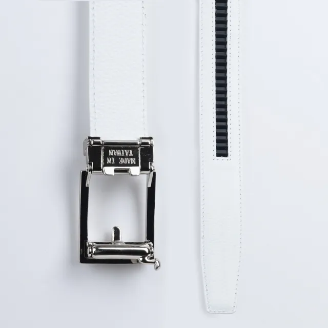 【PING】男款LOGO自動滑扣牛皮高爾夫皮帶-白(配件/PT24102-87)