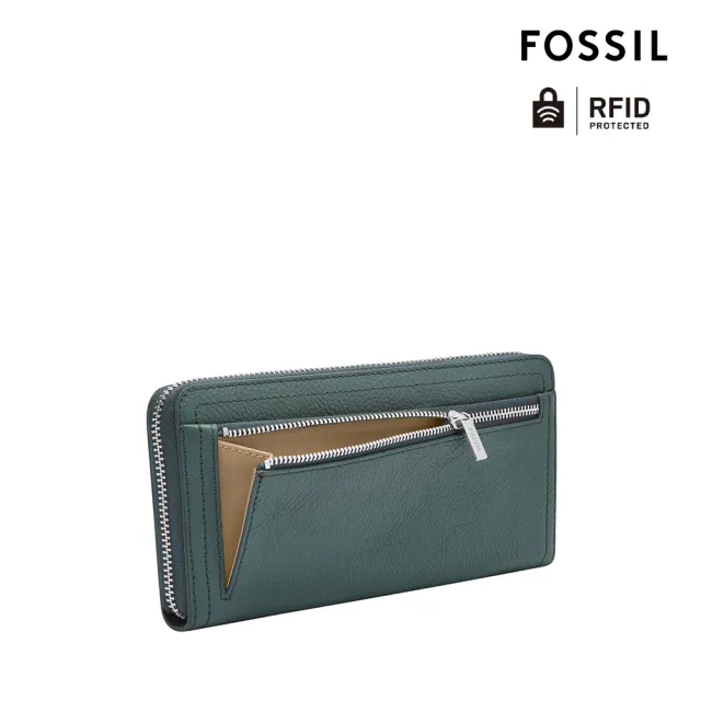 【FOSSIL 官方旗艦館】Logan 多層真皮拉鍊RFID防盜長夾-霧藍色 SL7831451 雙11/1111