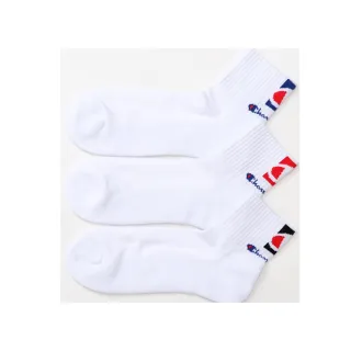 【Champion】官方直營-經典大C x 草寫LOGO短襪3入(白色)