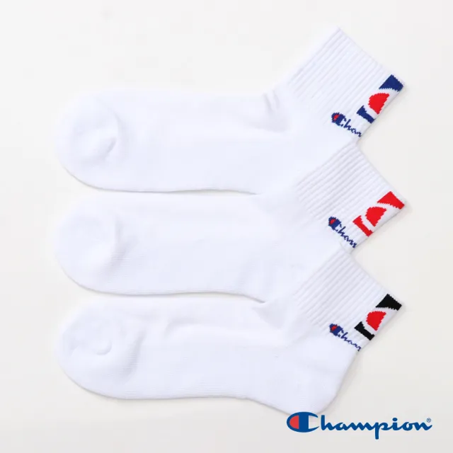 【Champion】官方直營-經典大C x 草寫LOGO短襪3入(白色)