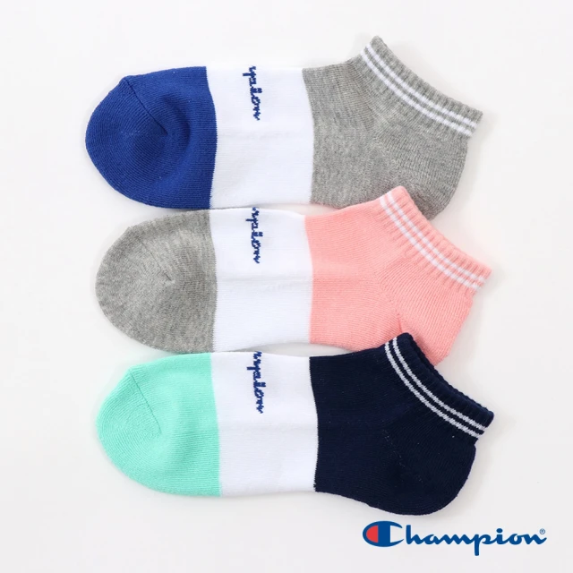 Champion 官方直營-經典草寫LOGO拚色踝襪3雙組