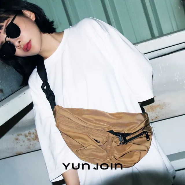 【YUN JOIN】EffoEase 快取雙袋斜跨包(防水包 側背包 大容量 防潑水 可放水瓶 雨傘)