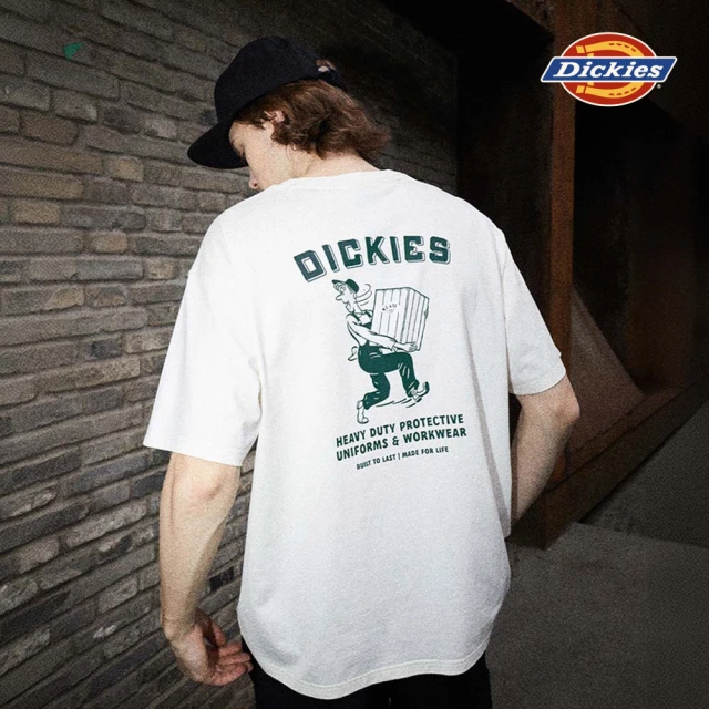 Dickies 男女款雲白色純棉背面大圖案品牌印花休閒短袖T恤｜DK0A85SYC58