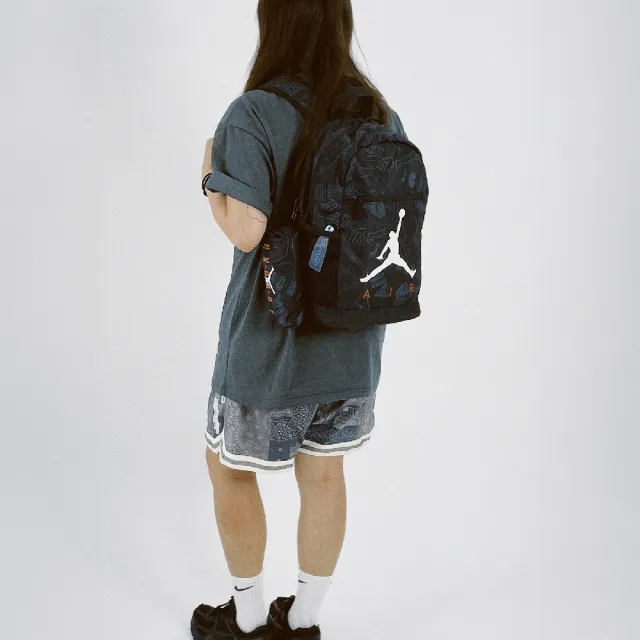 【NIKE 耐吉】後背包 Jordan Backpack 黑 藍 喬丹 附筆袋 雙肩包 背包(JD2433038PS-001)