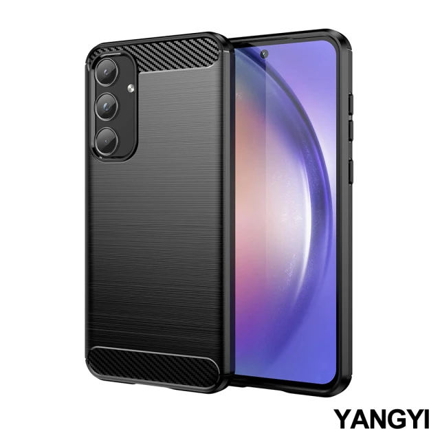 YANG YI 揚邑 Samsung Galaxy A55 碳纖維拉絲紋軟殼散熱防震抗摔手機殼-黑