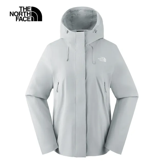 【The North Face 官方旗艦】北面女款灰色防風防潑水連帽外套｜89Y2A0M(薄外套/ 運動/風衣)