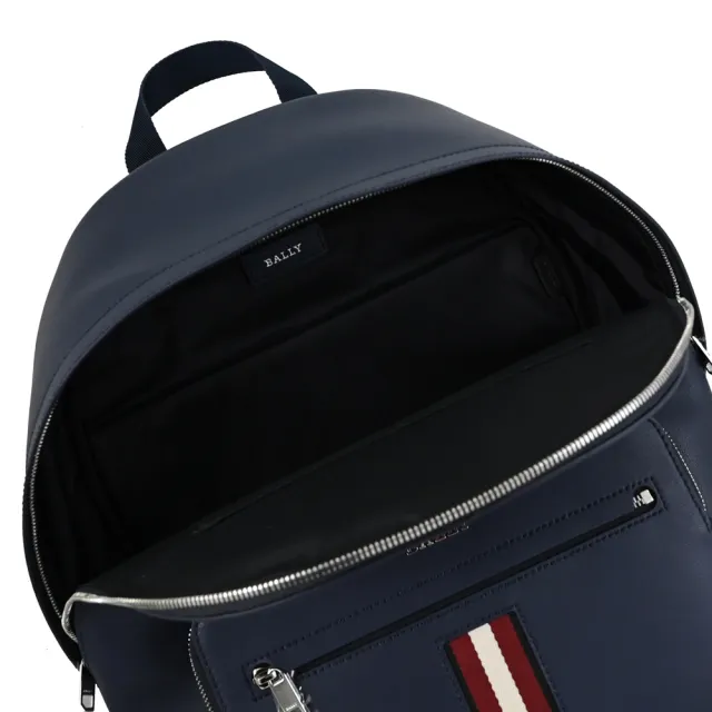 【BALLY】HARYS 經典金屬LOGO雙色條紋商務包旅用包後背包(深藍 大款)