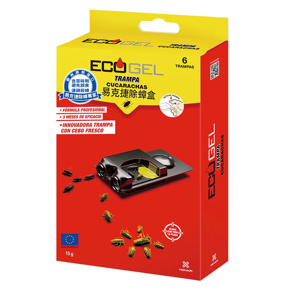 【ECOGEL易克捷】歐洲原裝除蟑盒2.5gX6入(友善貓狗蟑螂藥)