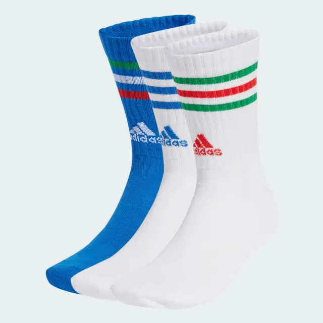 【adidas 愛迪達】3-STRIPES 中筒襪 3 雙入 男/女 IY8645