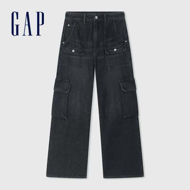 【GAP】女裝 純棉工裝牛仔褲-黑色(641239)