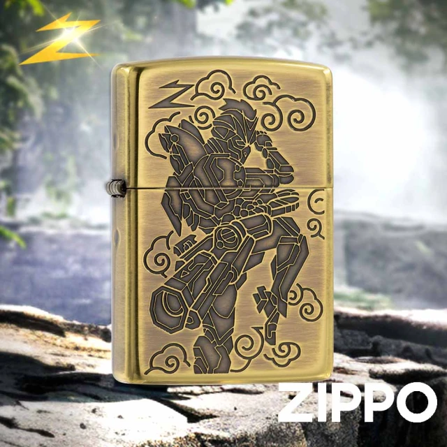 Zippo 日系~龍虎圖案設計-五面連續蝕刻加工(銀燻黑鏡面