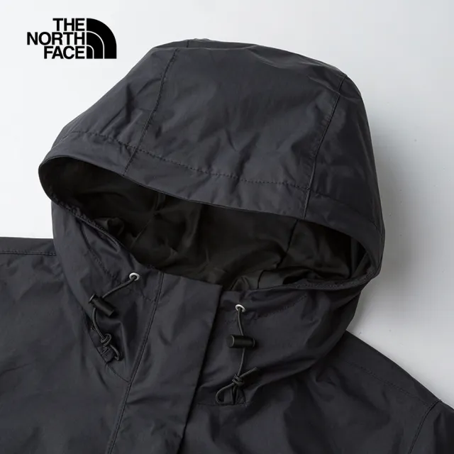 【The North Face 官方旗艦】北面女款黑色防水透氣連帽衝鋒衣｜5K2X4H0(外套)