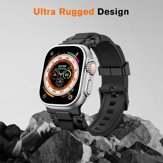 【Amband】AmBand Apple Watch 智能錶帶 ☆ M1S Metal 黑扣x黑錶帶(49mm - Apple Watch Ultra 3 / 2 / 1)