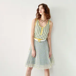 【iROO】立體配色條針織背心