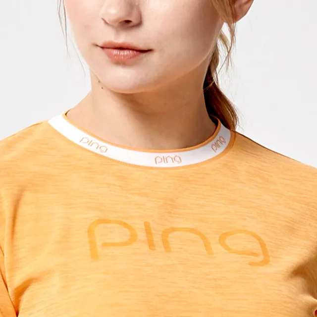 【PING】女款LOGO吸濕排汗短袖圓領T恤上衣-橘(GOLF/高爾夫球衫/RA24131-25)