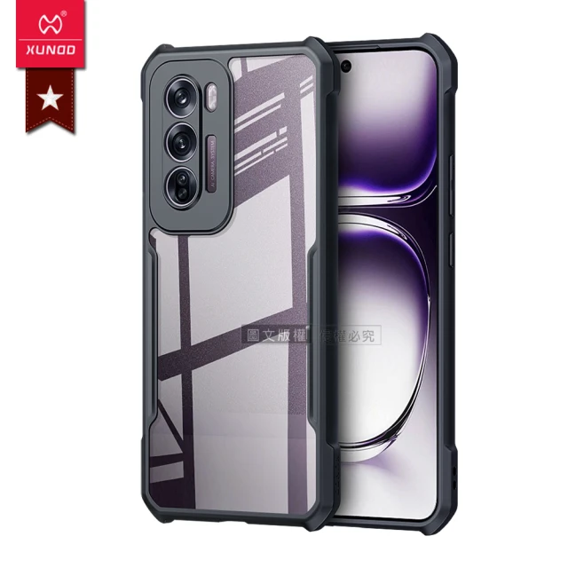 XUNDD 訊迪 OPPO Reno12 Pro 軍事防摔 鏡頭全包覆 清透保護手機殼-夜幕黑