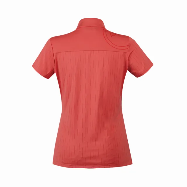 【PING】女款單面緹花吸濕排汗高爾夫立領短袖上衣-橘(GOLF/高爾夫球衫/RA24118-26)