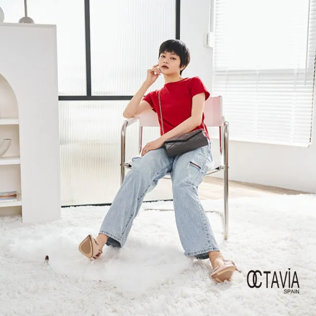 【OCTAVIA 8】OCTAVIA8 真皮- 小脾氣 羊皮大菱格信封式鍊條肩斜二用包 - 鐵灰