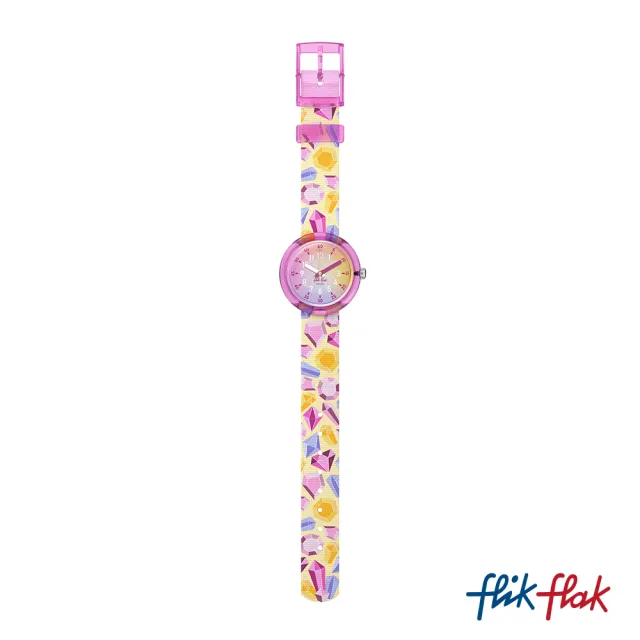 【Flik Flak】兒童手錶 挖寶 SPARKLING GEMSTONES 瑞士錶 兒童錶 手錶 編織錶帶(31.85mm)