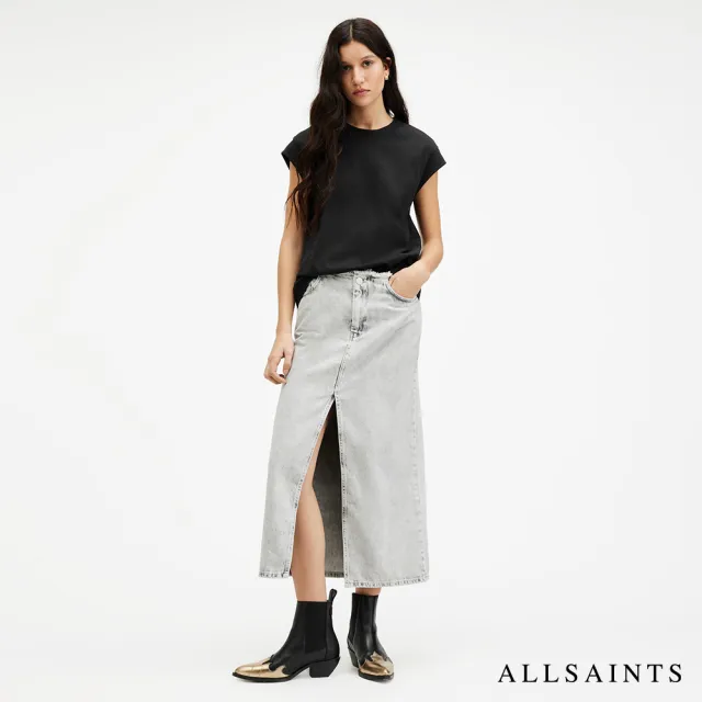 【ALLSAINTS】ESME 純棉輕薄寬鬆短袖T恤-黑 WM631Z(常規版型)