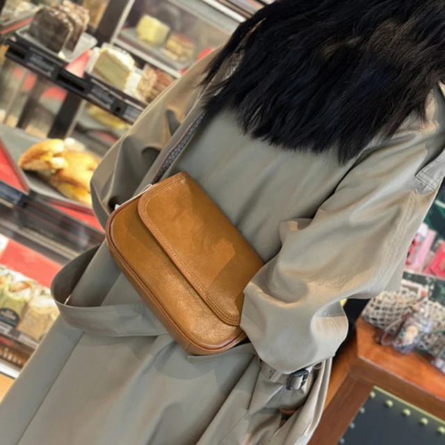 Sp house 復古中性油蠟牛皮真皮超薄眼鏡墨鏡收納包(3