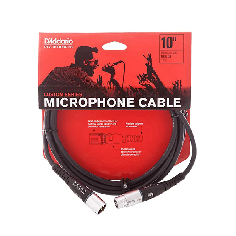 【D’Addario】PW-M-10 麥克風導線 10呎(原廠公司貨 商品保固有保障)