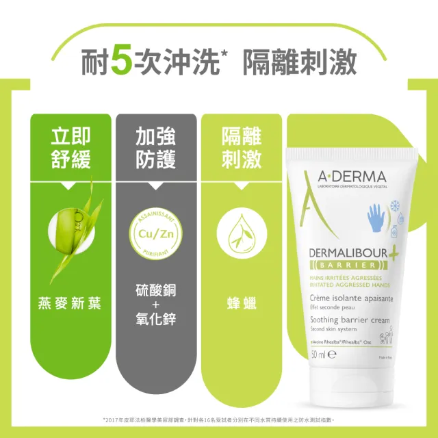 【A-DERMA 艾芙美官方直營】燕麥新葉全效防禦霜50ml(護手霜/防水耐沖洗)