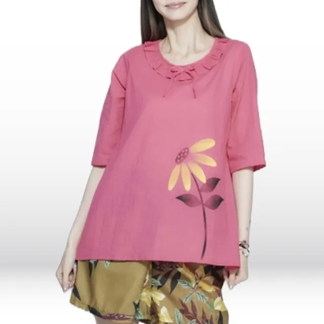 【水衫】飄逸柔棉印花上衣5件(M03-06)