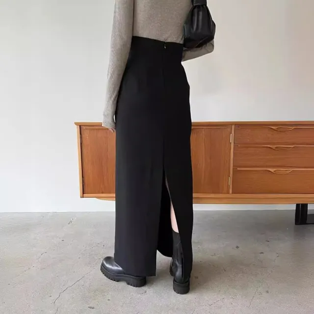 【巴黎精品】現貨+預購 女半身裙A字裙網紗裙長裙百褶裙子大碼洋裝休閒大尺碼女裝(開叉高腰西裝裙a1fu16)