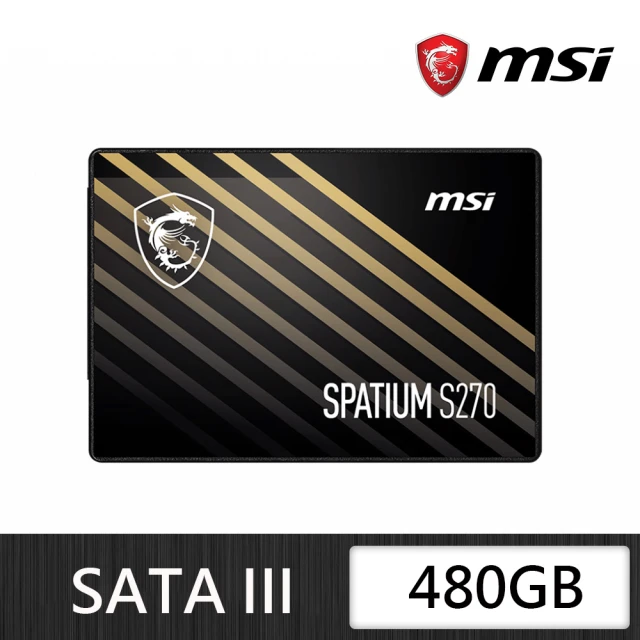 MSI 微星 搭外接盒 ★ SPATIUM S270 480GB SATA ssd固態硬碟 5年保 (讀500M/寫450M)