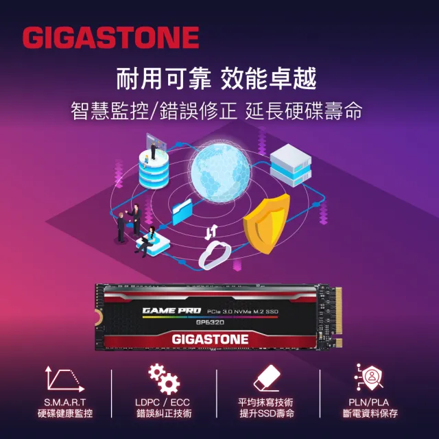 【GIGASTONE 立達】GP6320 2TB PCIe Gen3 GAME PRO M.2固態硬碟(2600MB/s/三年保固/NVMe SSD)