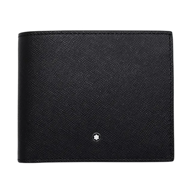 【MONTBLANC 萬寶龍】全新福利品 Sartorial 匠心系列 防刮牛皮8卡短夾 黑色(113211 Black-B)