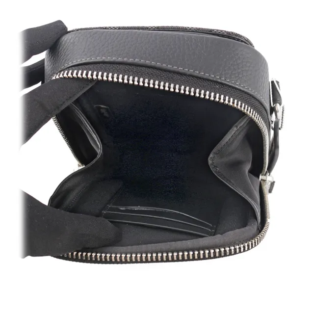 【COACH】Stanton CC Logo緹花布拼皮革斜背包(炭灰色)