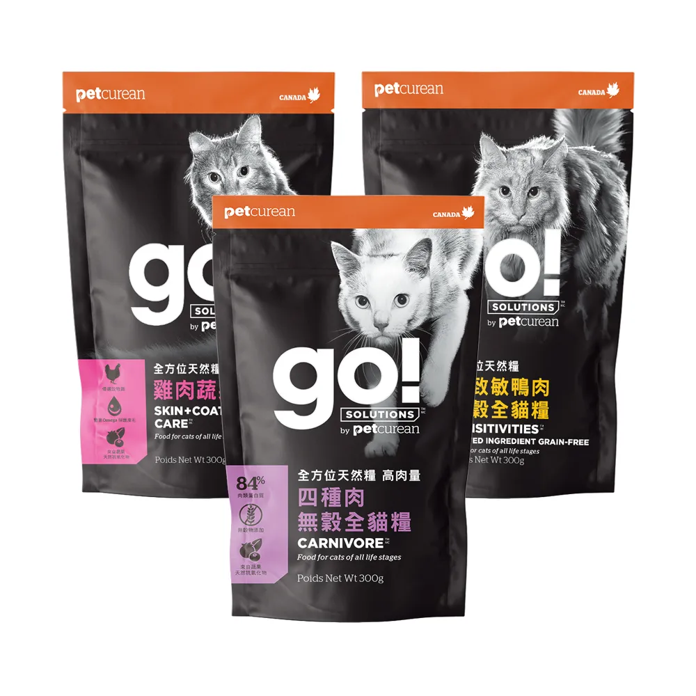 【Go!】全方位貓咪天然糧 300克 皮毛保健/高肉量/低致敏/機能系列(貓糧 貓飼料 挑嘴 全齡貓 寵物食品)