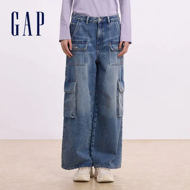 【GAP】女裝 純棉工裝牛仔褲-中度水洗(641239)